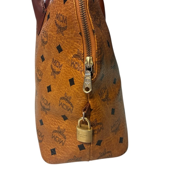 MCM Cognac Visetos Satchel Bag - Picture 3 of 10